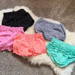 Girls BUNDLE Ruffle Shorts Pack - Black, Pink, Coral, Mint & Navy Stripe 12mos